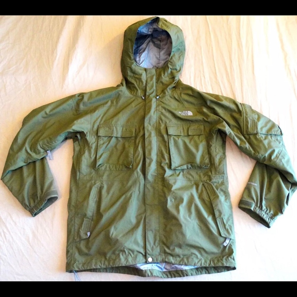 North Face Hyvent Rain Shell Jacket Mens L Green
